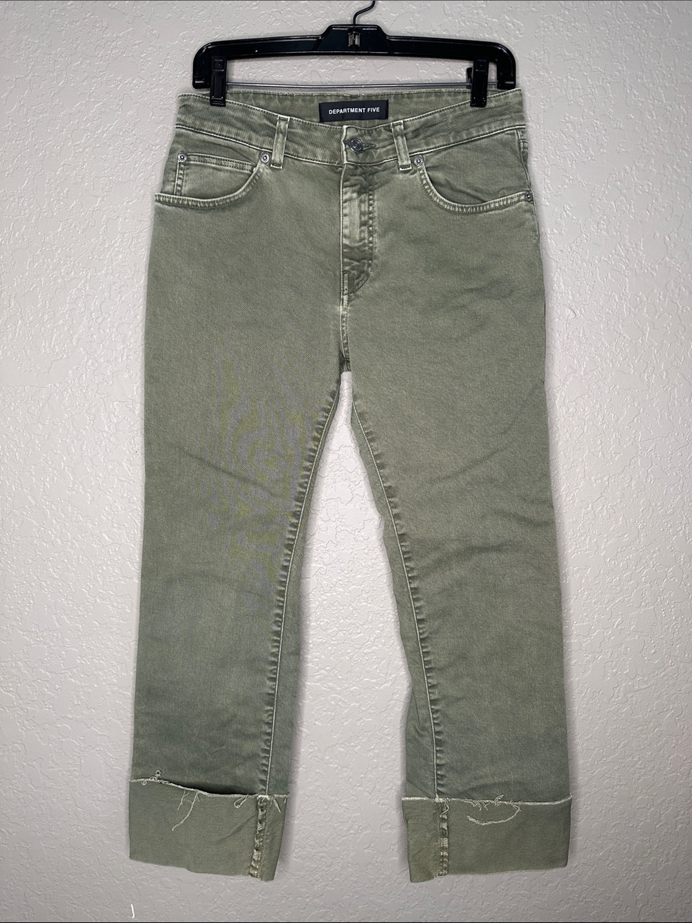 Department 5 Babalu Sage Green Frayed Wide Cuff Jeans